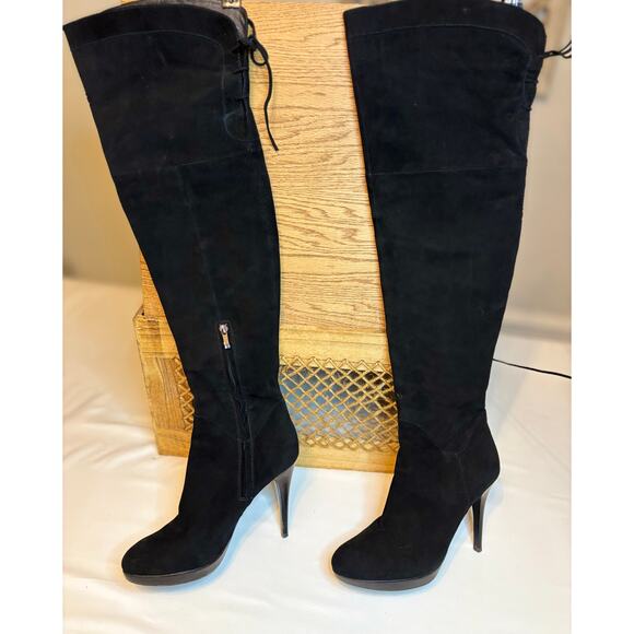 SAM EDELMAN VESEY Suede Leather OTK Stiletto High Heel Boots - Picture 5 of 7